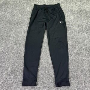 Under Armour Jogger Pants Mens Medium Black Fleece Fitted Elastic Waist Pockets